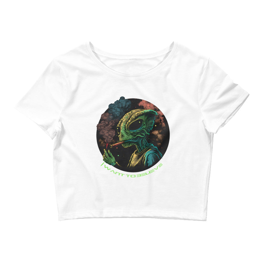 Women’s Crop Tee, crop top, I want to believe. - ZUZU